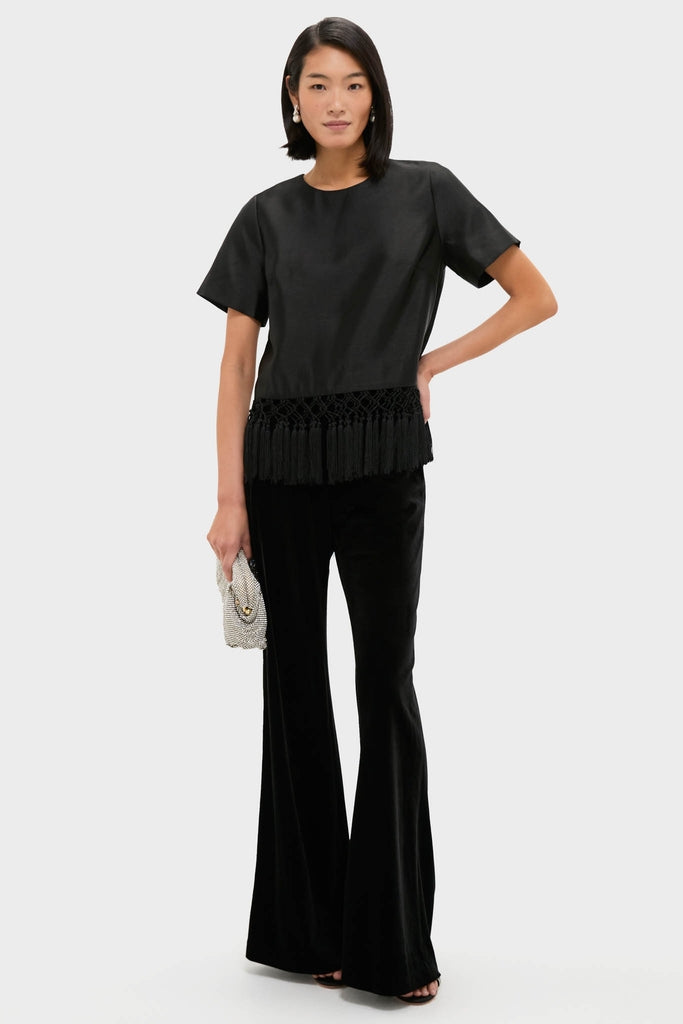 Black Dupioni Chadwick Tassel Top-Get Girly
