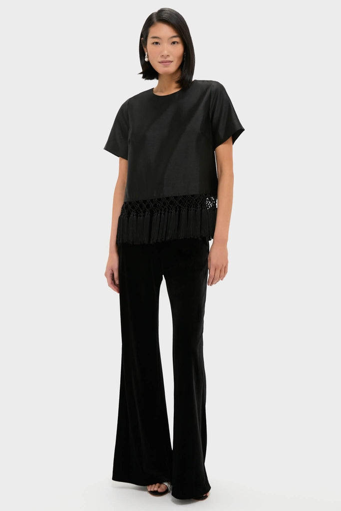 Black Dupioni Chadwick Tassel Top-Get Girly