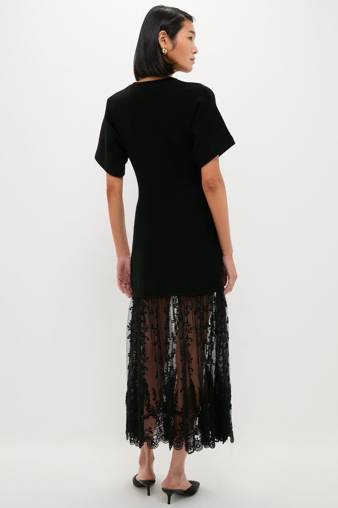Black Diane Knit Lace Combo Knit Dress-Get Girly