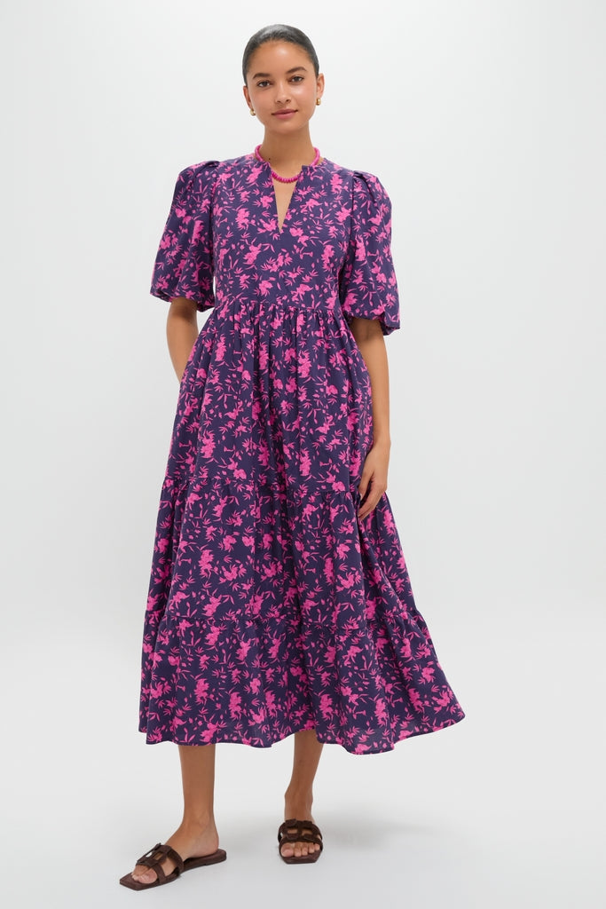 Navy & Fuchsia Floral Cisco Maxi Dress-Get Girly
