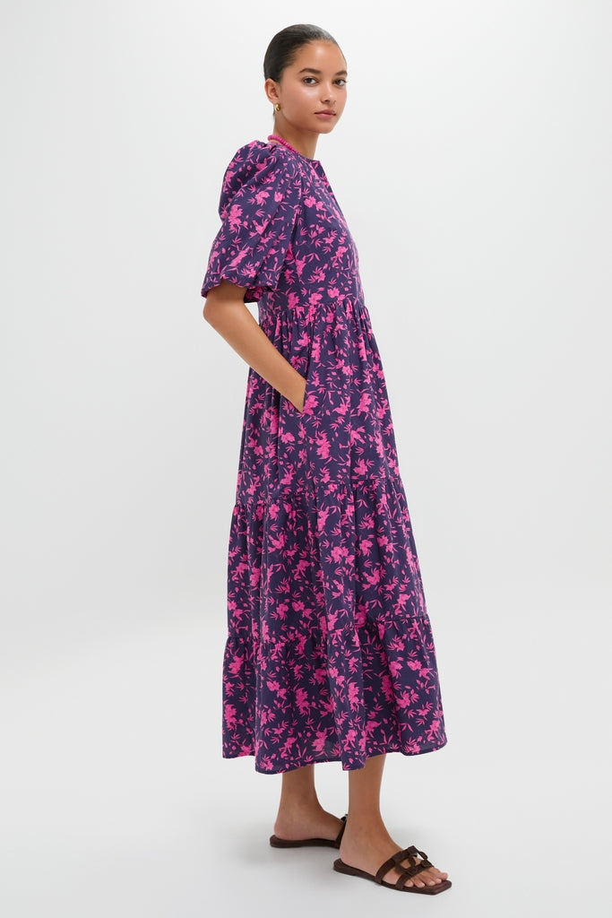 Navy & Fuchsia Floral Cisco Maxi Dress-Get Girly
