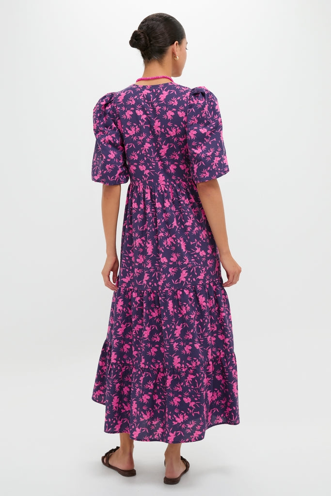 Navy & Fuchsia Floral Cisco Maxi Dress-Get Girly