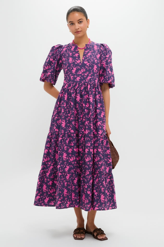 Navy & Fuchsia Floral Cisco Maxi Dress-Get Girly