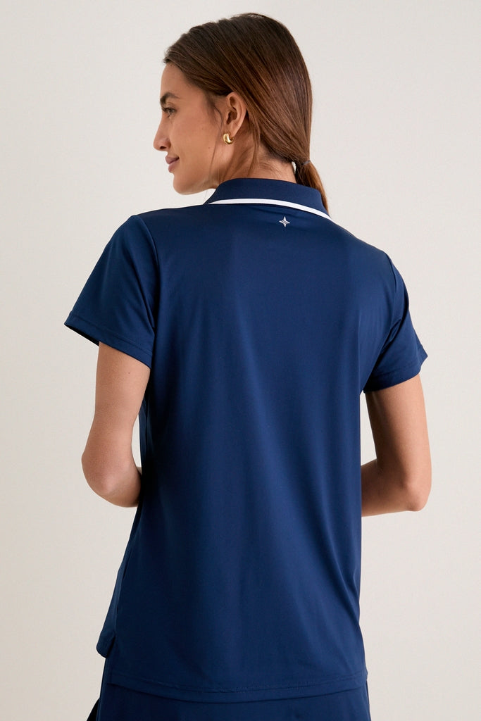 Navy Short Sleeve Performance Jersey Caroline Polo-Get Girly