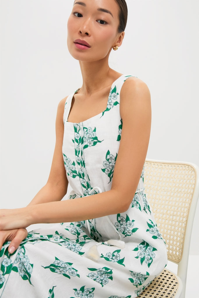Emerald Blossom Paloma Midi Dress-Get Girly