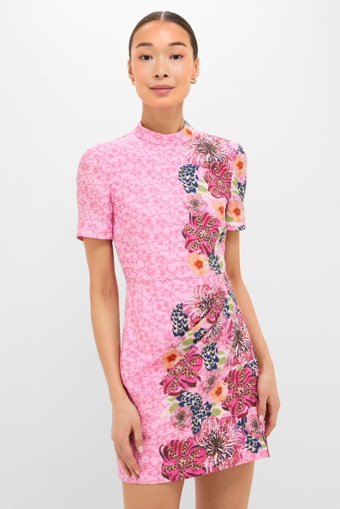 Bamboo Bloom Draped Mini Dress-Get Girly