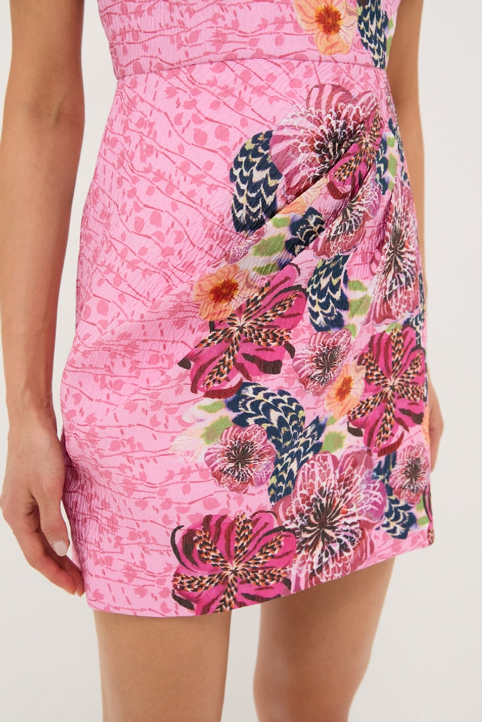 Bamboo Bloom Draped Mini Dress-Get Girly