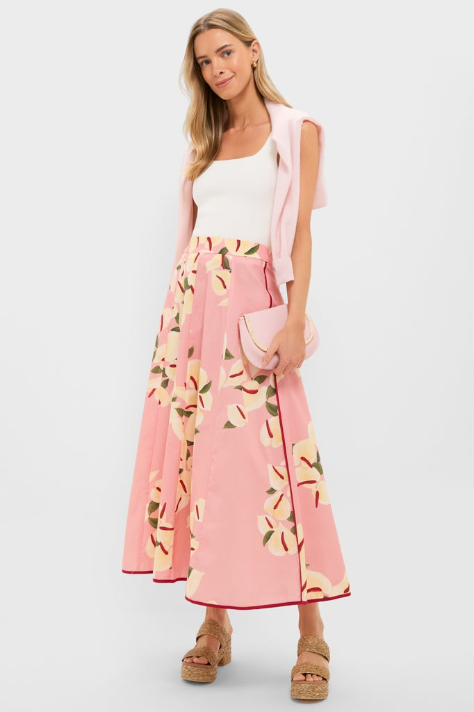 Anthurium Print Maxi Skirt-Get Girly