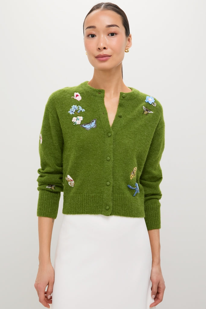 Apple Green Crew Neck Cardigan-Get Girly