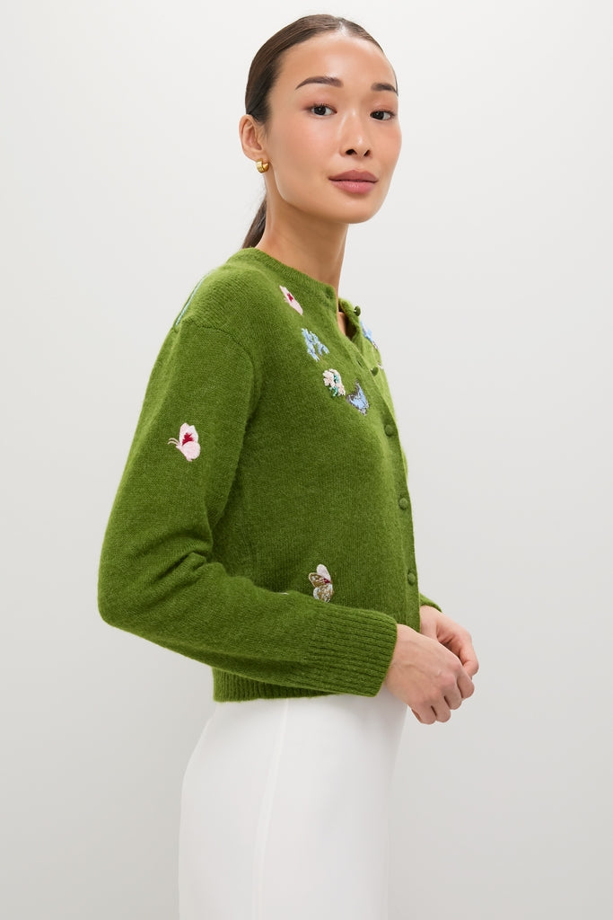 Apple Green Crew Neck Cardigan-Get Girly