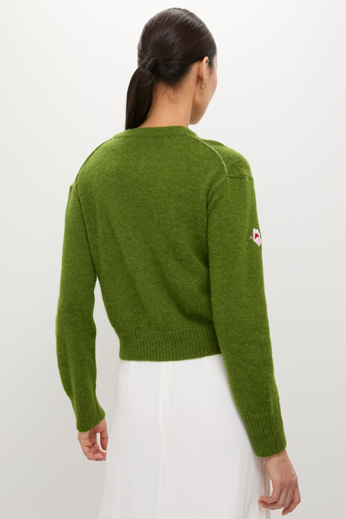 Apple Green Crew Neck Cardigan-Get Girly