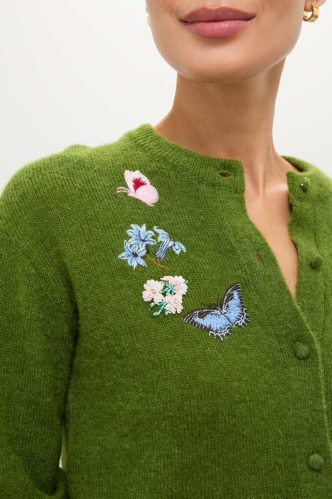 Apple Green Crew Neck Cardigan-Get Girly