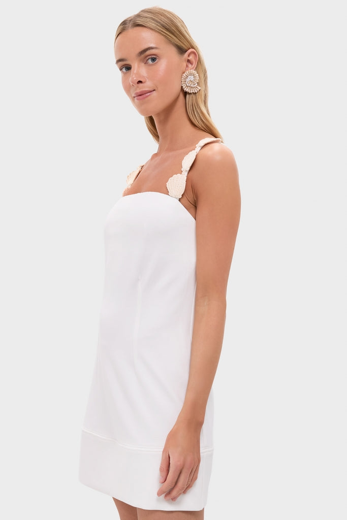 Off White Embroidered Mini Dress-Get Girly