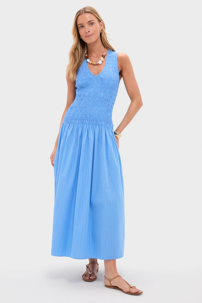 Azul Mico Pinstripe Palomar Midi Dress-Get Girly