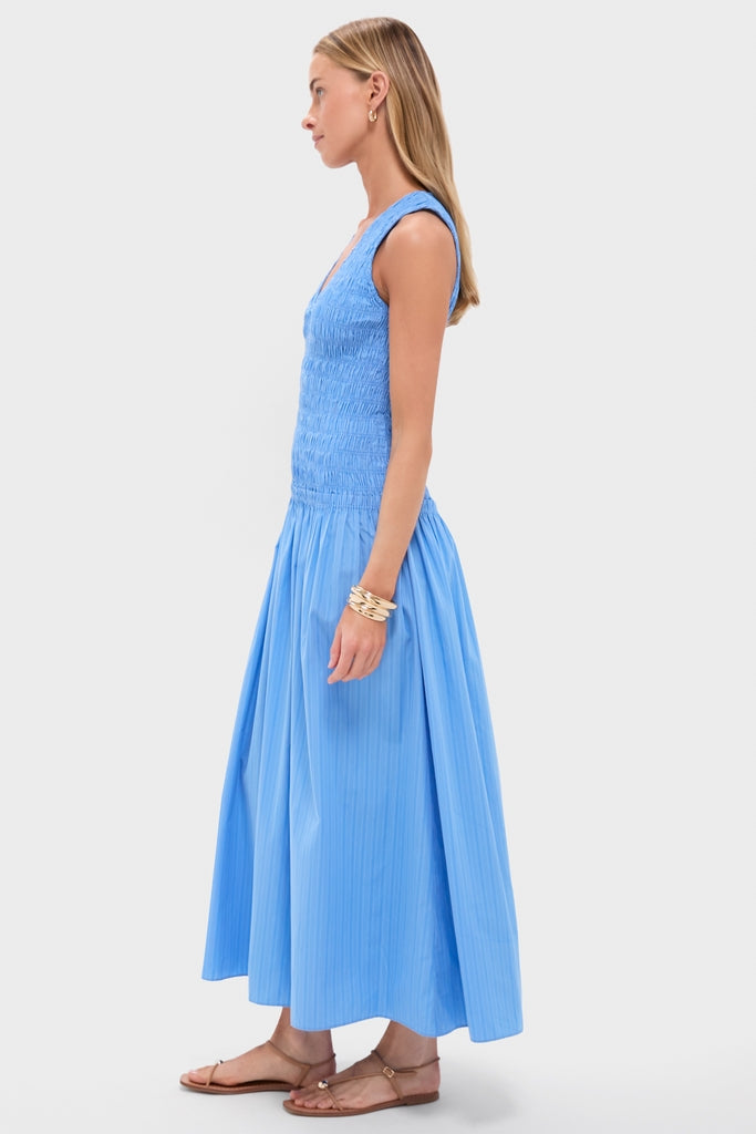 Azul Mico Pinstripe Palomar Midi Dress-Get Girly