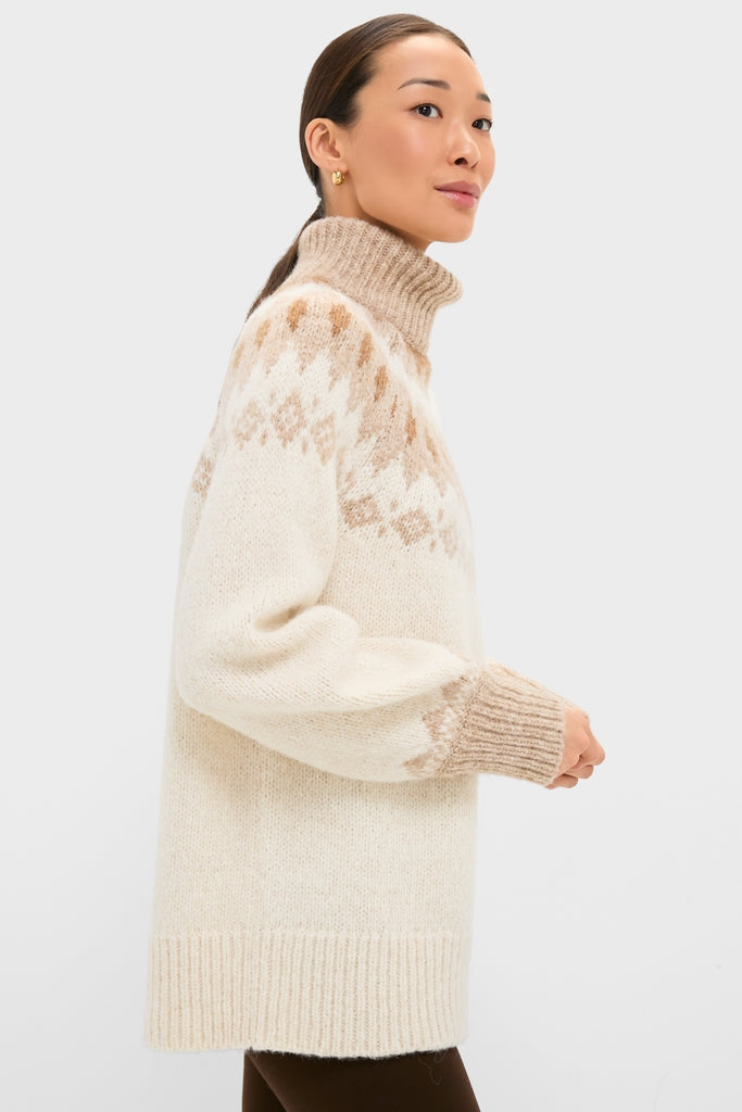 Ivory Camel Estelle Fair Isle Turtleneck-Get Girly
