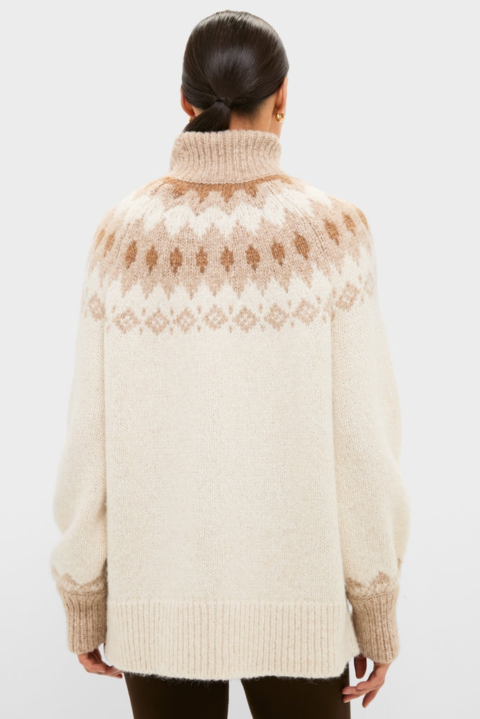 Ivory Camel Estelle Fair Isle Turtleneck-Get Girly