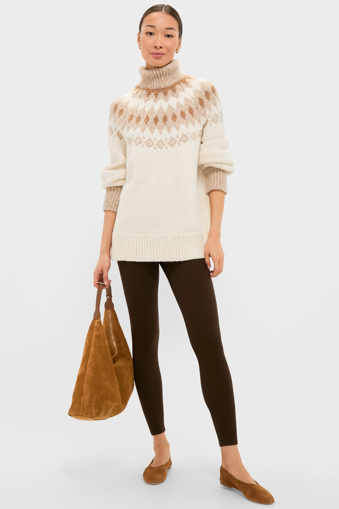 Ivory Camel Estelle Fair Isle Turtleneck-Get Girly