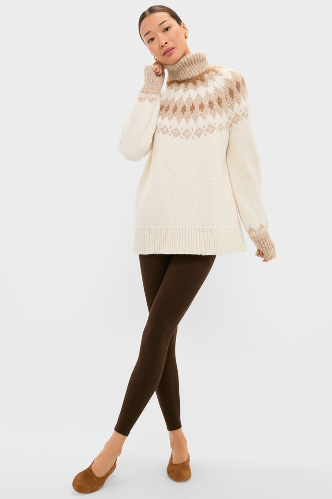 Ivory Camel Estelle Fair Isle Turtleneck-Get Girly