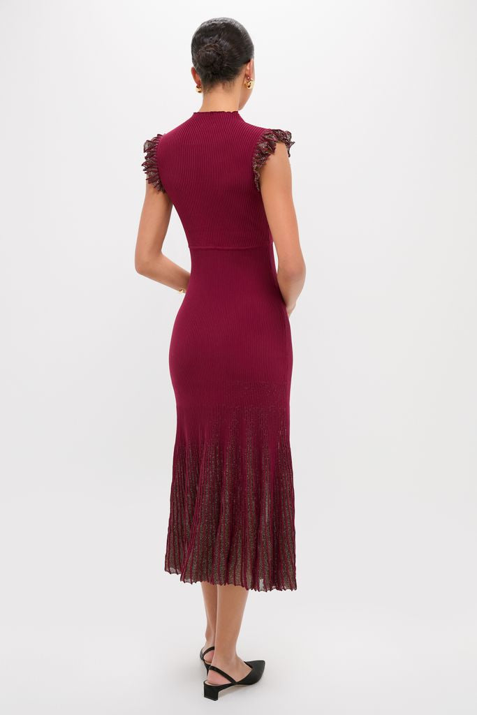 Plum Shimmer Knit Midi Dress-Get Girly