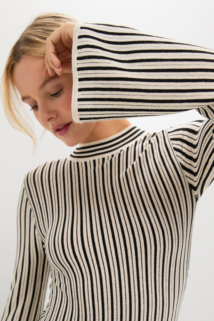 Black and Ivory Striped Maxi Dress-Get Girly