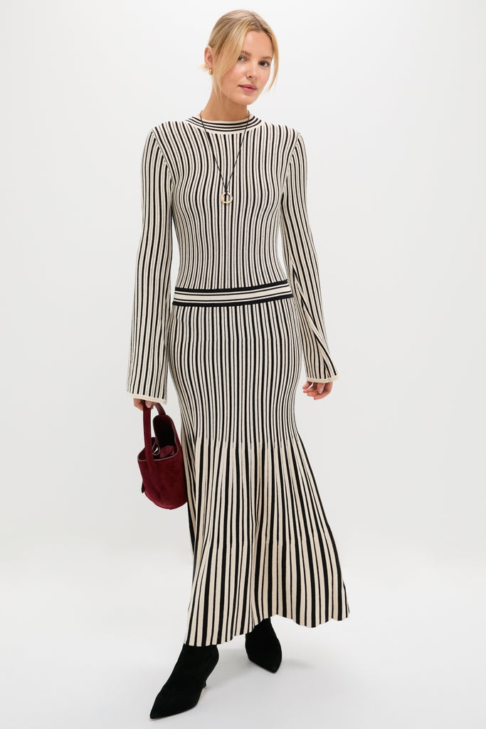 Black and Ivory Striped Maxi Dress-Get Girly