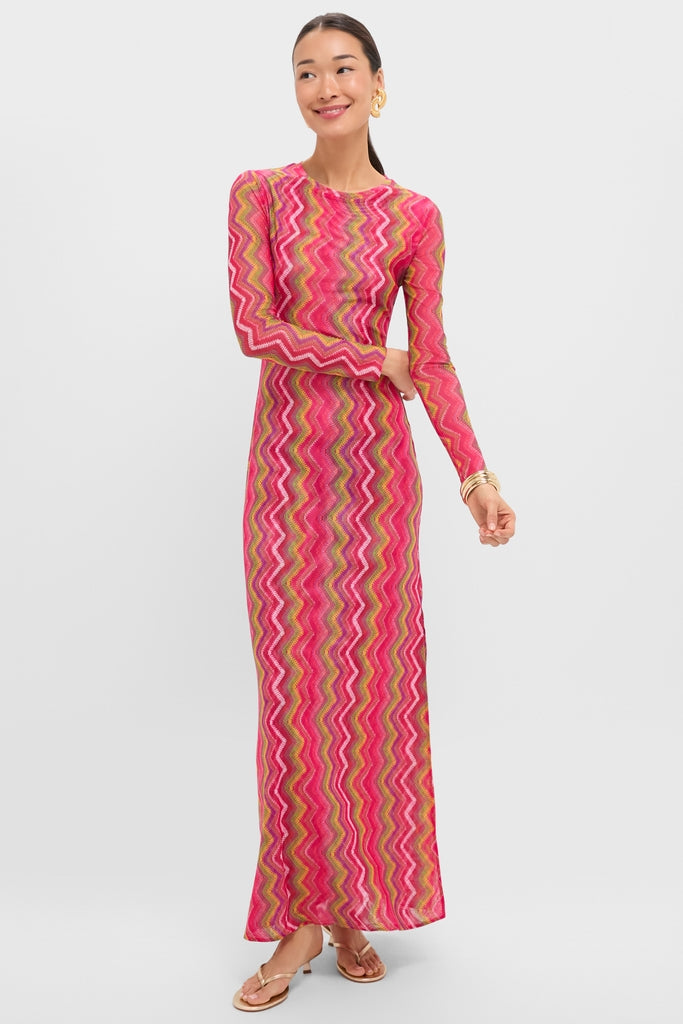 Electric Wave Pink Scarlet Maxi Dress-Get Girly