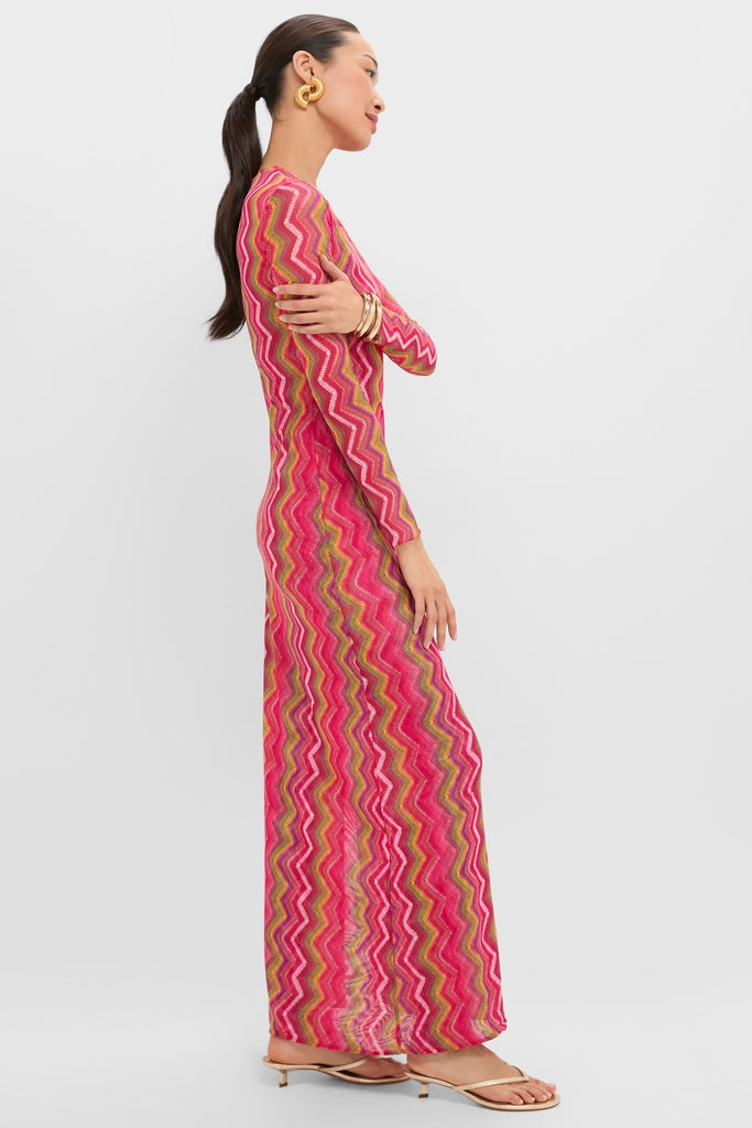 Electric Wave Pink Scarlet Maxi Dress-Get Girly