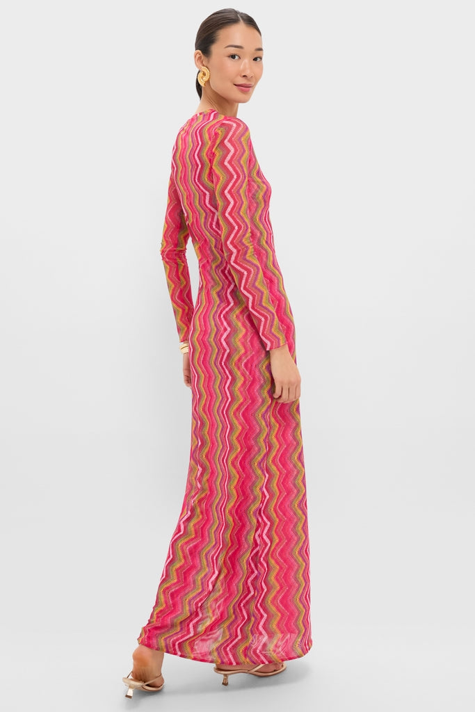 Electric Wave Pink Scarlet Maxi Dress-Get Girly