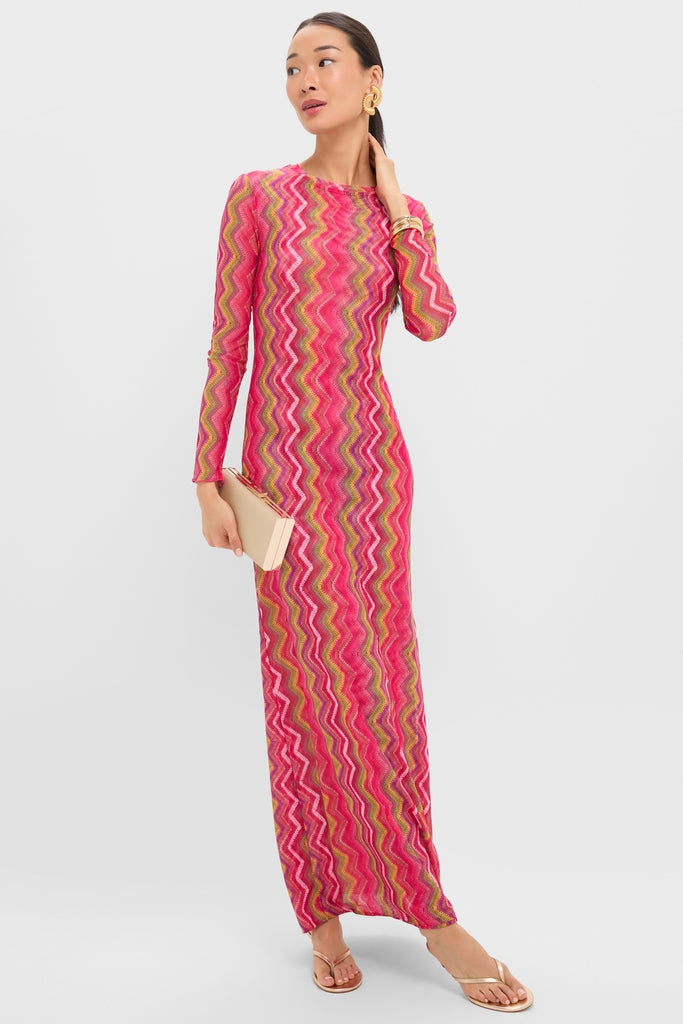 Electric Wave Pink Scarlet Maxi Dress-Get Girly