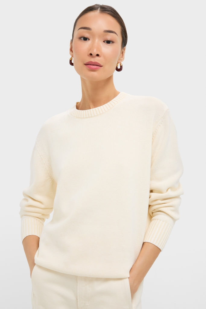 White Stone Washed Cotton Anne Crewneck-Get Girly