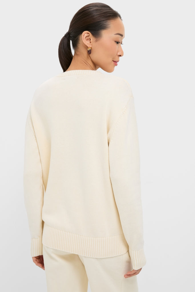 White Stone Washed Cotton Anne Crewneck-Get Girly