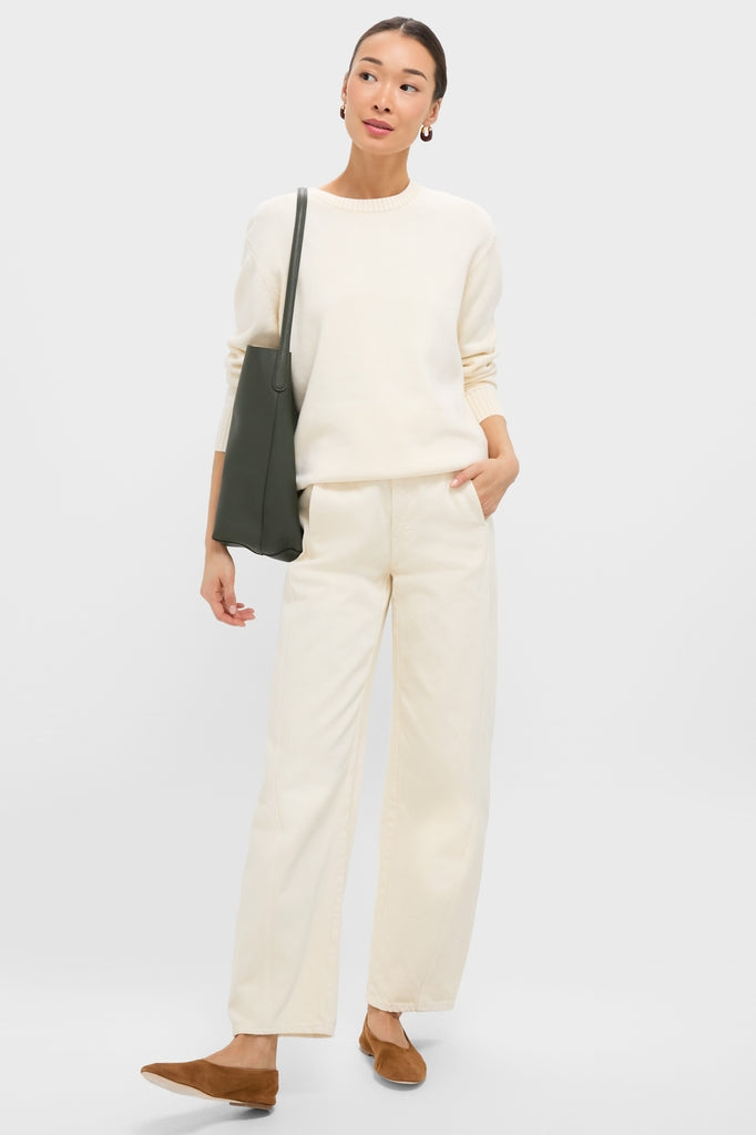 White Stone Washed Cotton Anne Crewneck-Get Girly