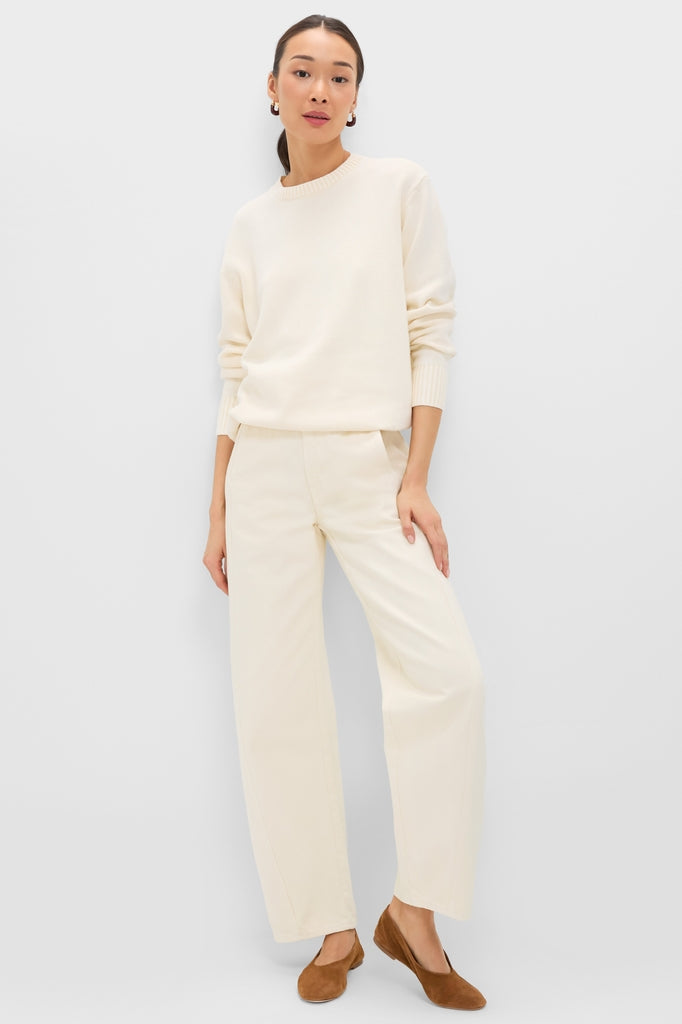 White Stone Washed Cotton Anne Crewneck-Get Girly