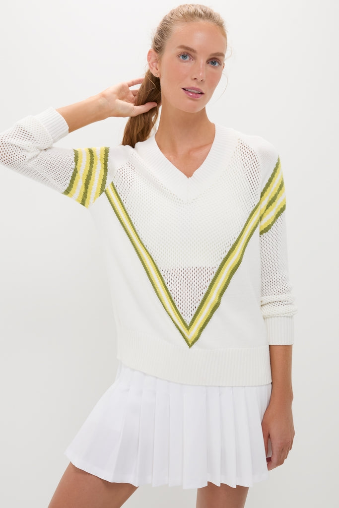 White Emaline V-Neck Pullover-Get Girly