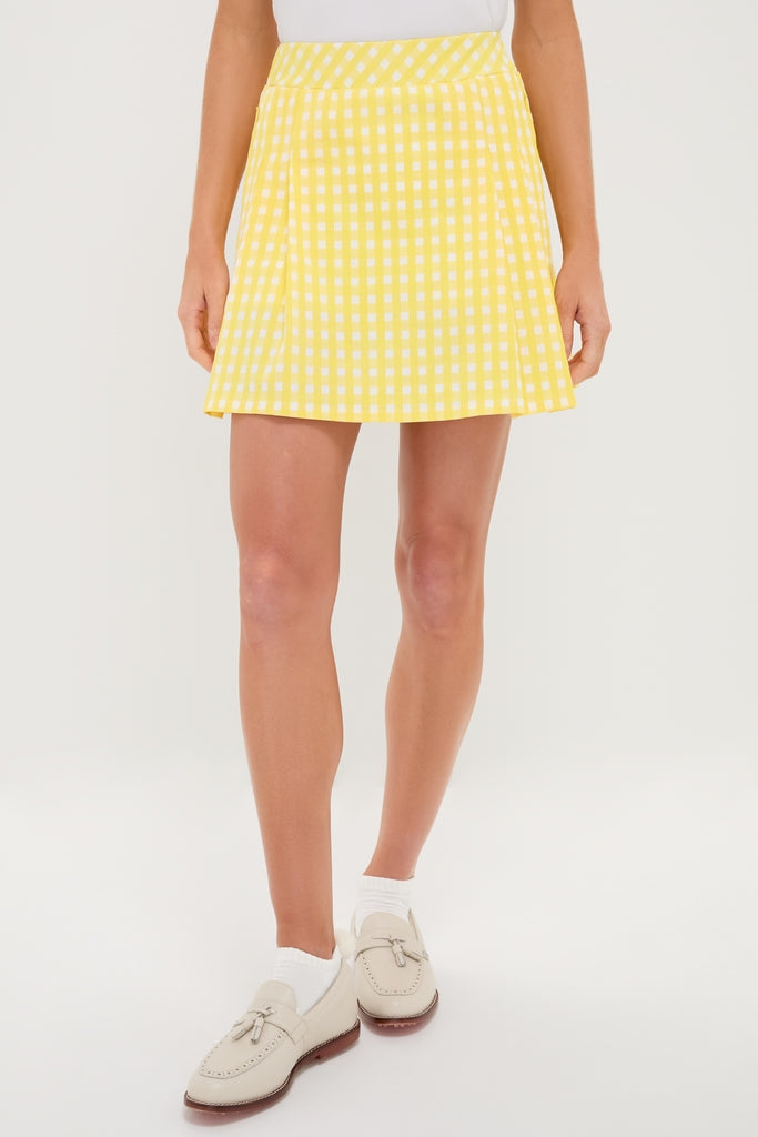 Yellow Gingham 16 Inch Performance Jersey Park Golf Skirt-Get Girly