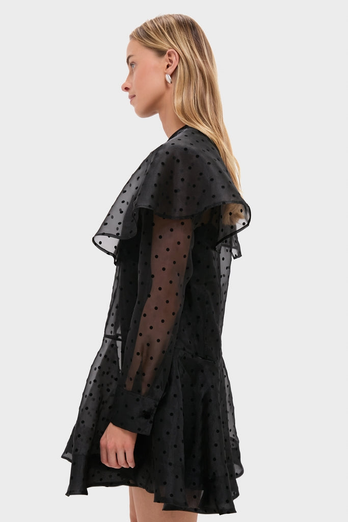 Black Flocked Organza Mini Dress-Get Girly