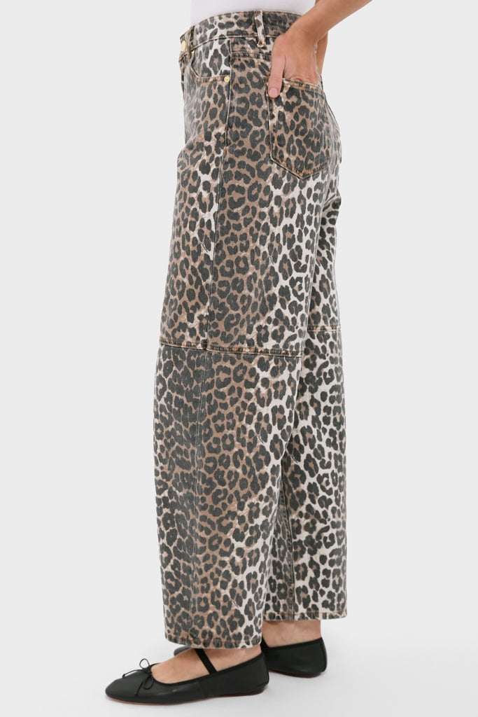 Almond Milk Leopard Print Denim Stary Pant-Get Girly