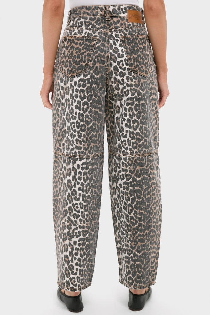 Almond Milk Leopard Print Denim Stary Pant-Get Girly