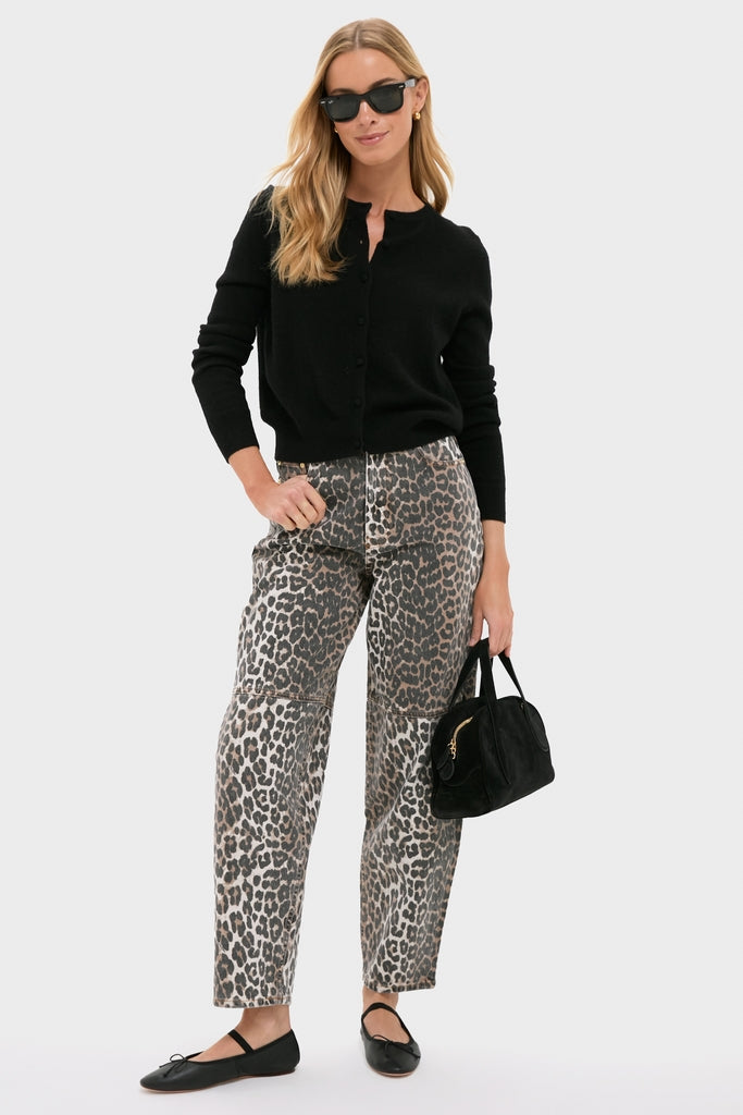 Almond Milk Leopard Print Denim Stary Pant-Get Girly