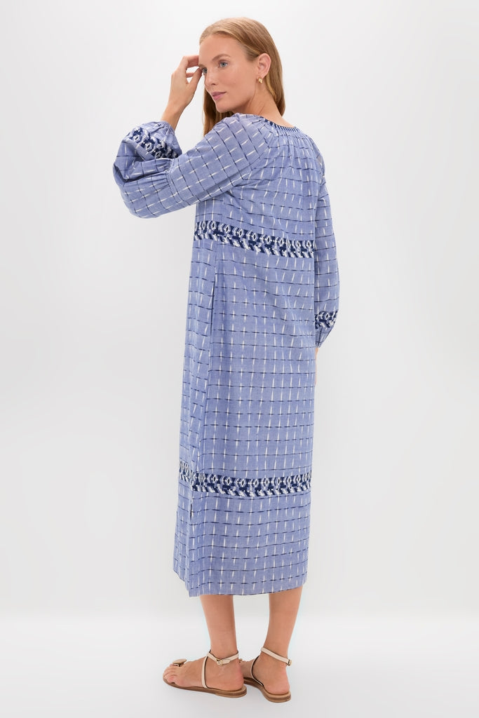 Azure Ikat Embroidered Wynne Dress-Get Girly