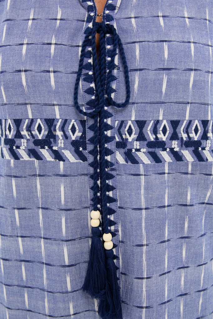 Azure Ikat Embroidered Wynne Dress-Get Girly