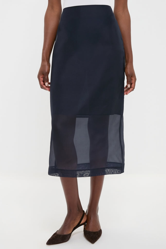 Atlantic Silk Organza Woven Midi Pencil Skirt-Get Girly
