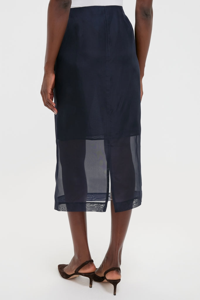 Atlantic Silk Organza Woven Midi Pencil Skirt-Get Girly
