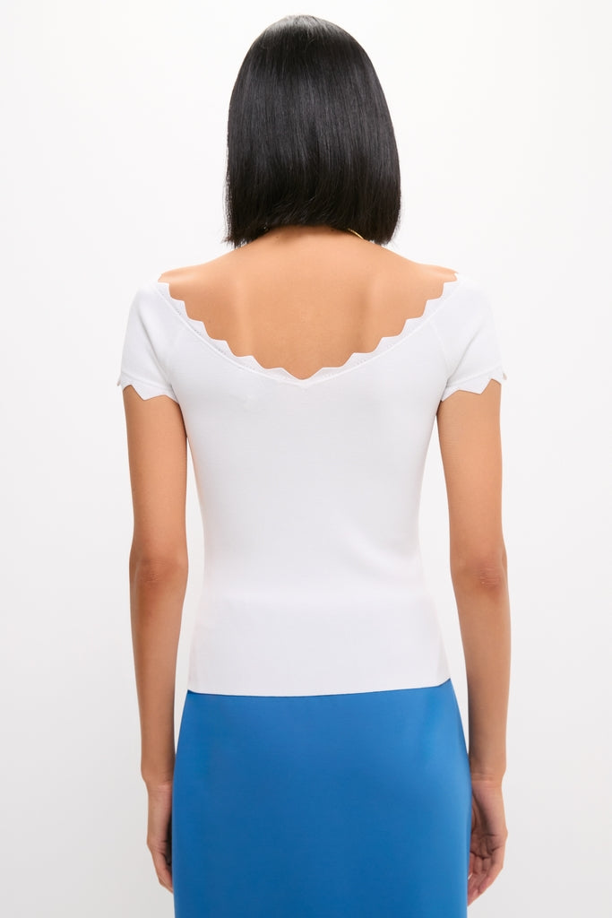 White Off-the-Shoulder Ric Rac Compression Elliston Shirt-Get Girly
