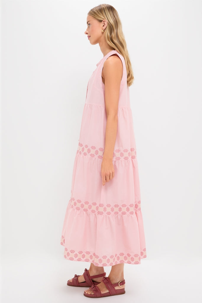 Conch Pink Geometric Embroidered Salty Paloma Caftan-Get Girly