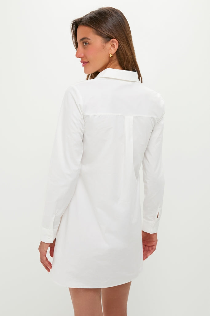 White with Floral Applique Avery Mini Dress-Get Girly