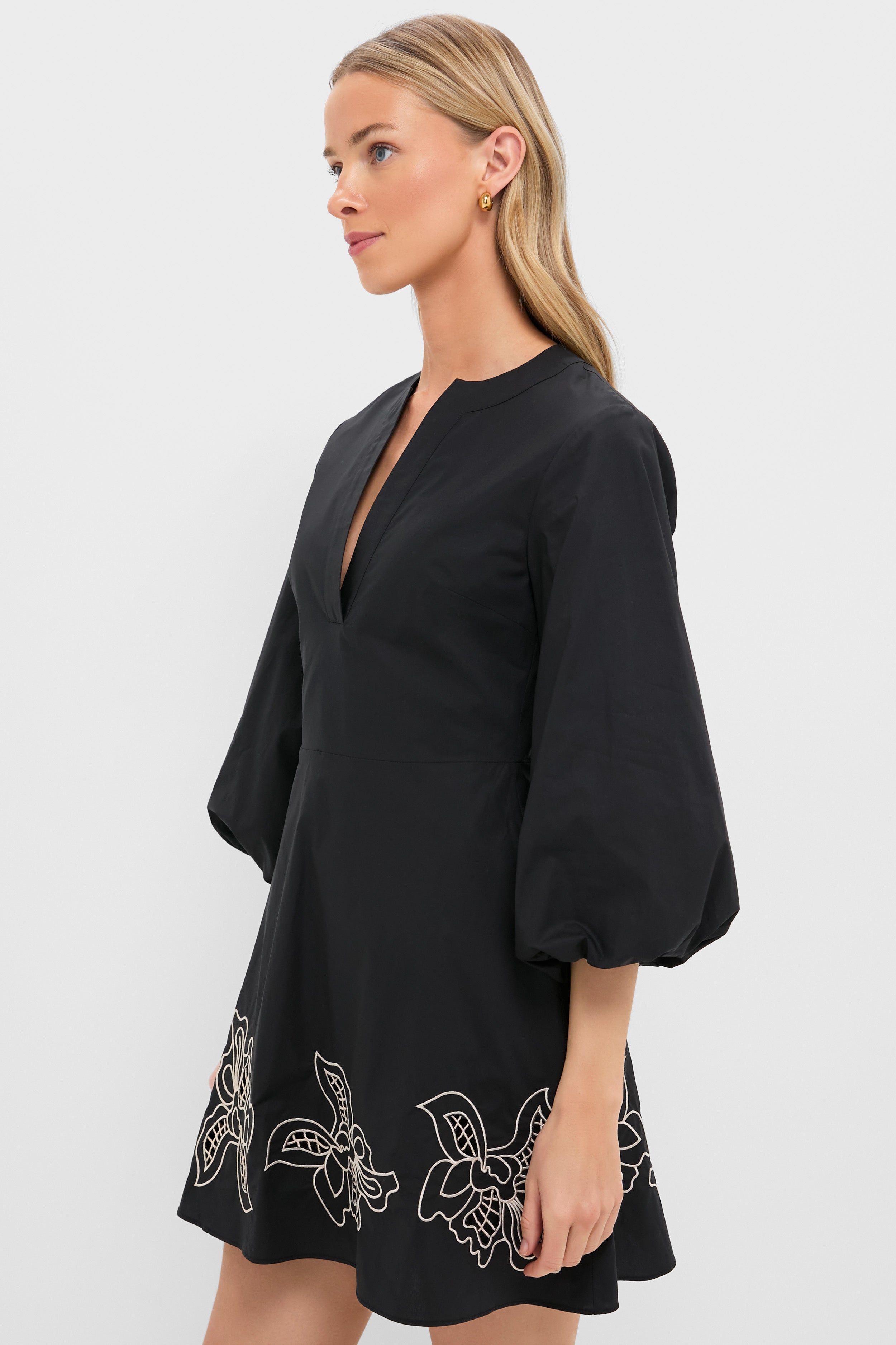 Black & Tan Embroidery Ellison Mini Dress-Get Girly