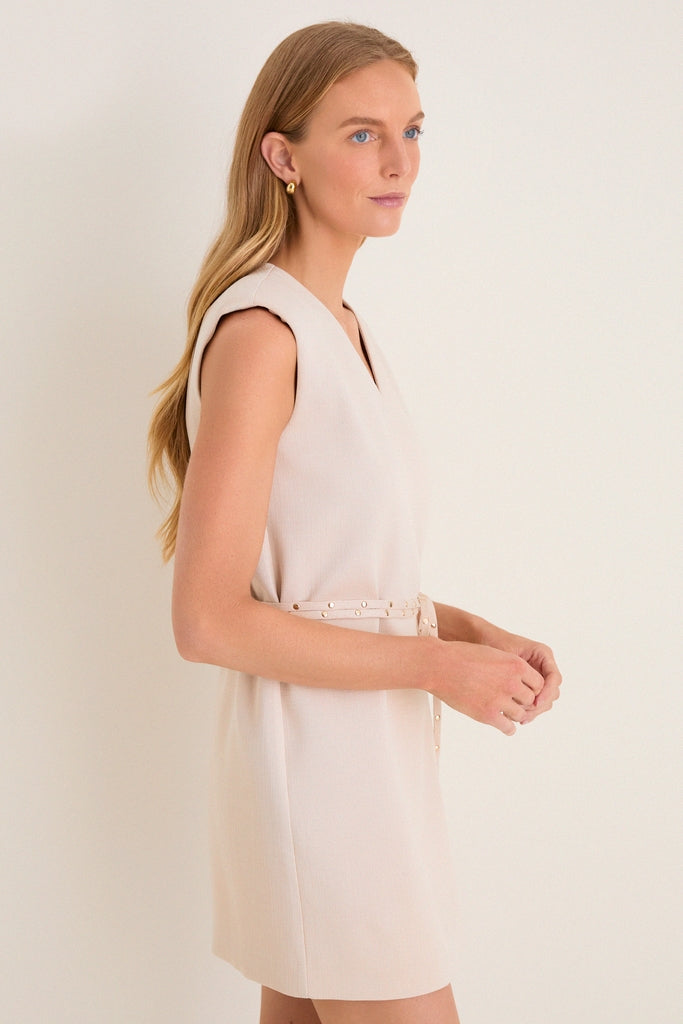 Beige Studded Belt Wren Wrap Dress-Get Girly