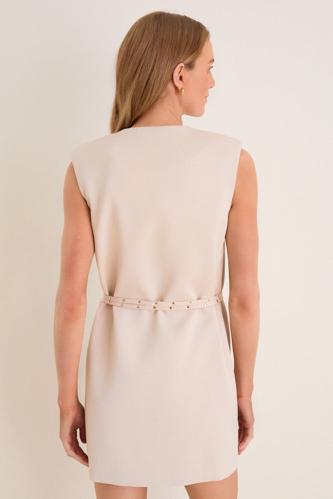 Beige Studded Belt Wren Wrap Dress-Get Girly